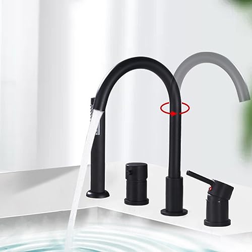 Kitchen Sink Faucet，Bathroom Faucets， Bath Shower Mixer Tap Single Lever Hot and Cold Water Tub Tap with Handheld Shower Head Brass Bath Taps with Shower Mixer for Bathroom/Black