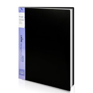 jjring 11x14 art portfolio folder with plastic sleeves, 24-pocket portfolio binder displaying 48 pages, presentation book with black inner paper for artwork storage, black