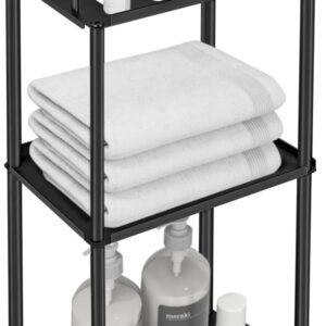 VOTZAAQ Corner Shower Caddy 3 Tier Standing Shower Caddy Corner, Black Shower Rack Bathroom Storage Organizer with Handle, Rustproof Stainless Steel Corner Shelf, Shower Shelf for Inside Shower