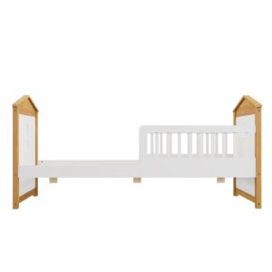 Harper & Bright Designs Twin Size House Shape Bed with Two Drawers Wooden Bed Frame for Boys Girls Kids Adults Toddler Teens, No Box Spring Needed, Walnut and White