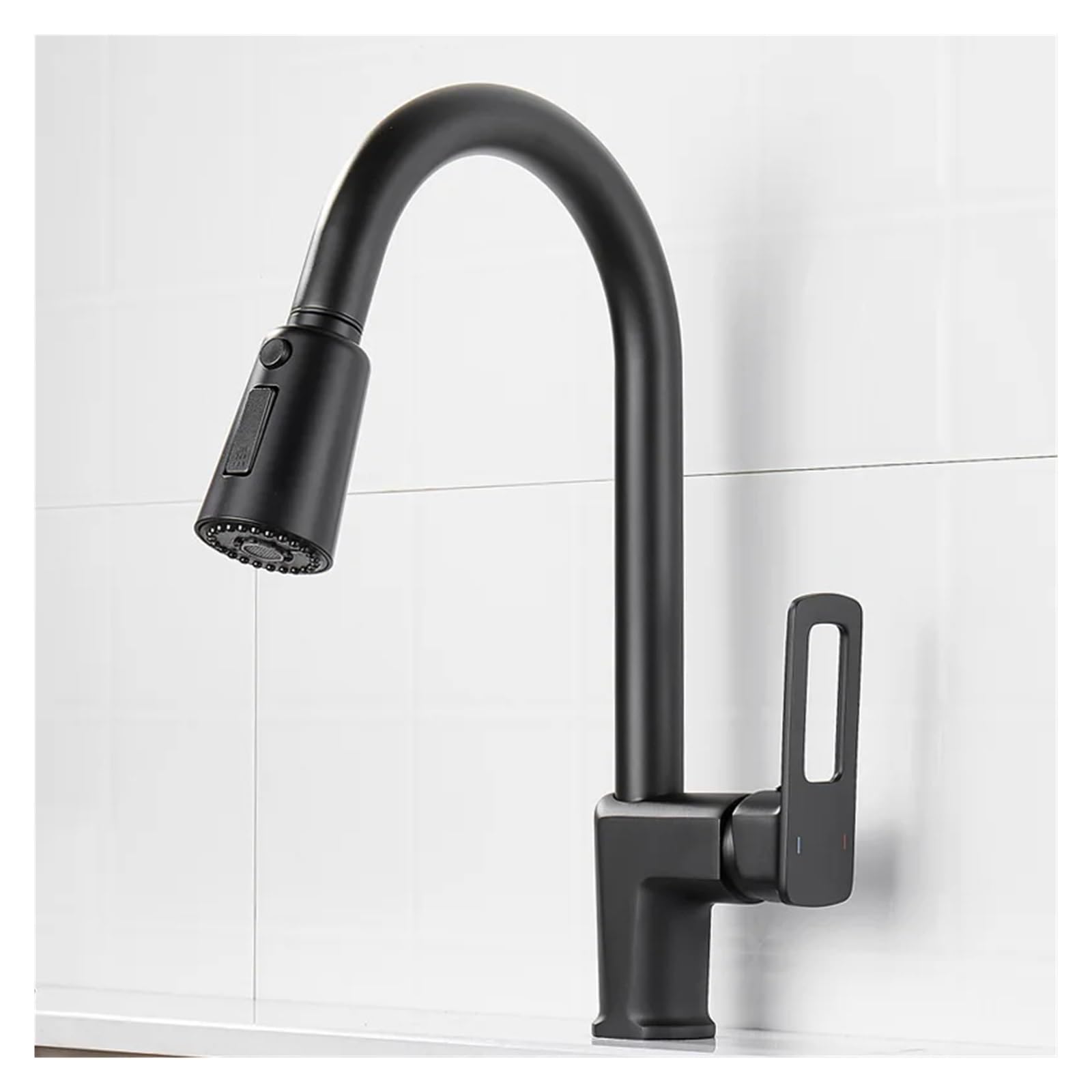 HOONWEAR Kitchen Sink Faucet Gun Gray Matching Hot and Cold Bath Mixer Tap Modern 360° Rotation Pull Down Spout Mixer Tap Faucet, CF001