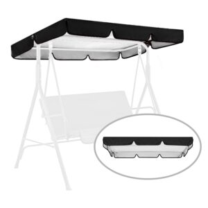 swing canopy replacement for outdoor patio swing chair 2/3 seater waterproof porch swing seat canopy cover garden hammock top cover for seat furniture, canopy only (black, 65x45×5.9 inch)