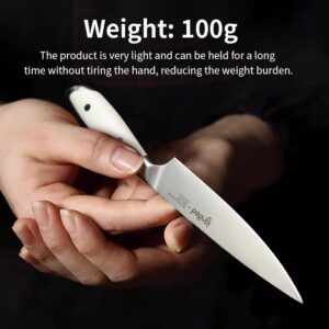 IGNITED CUTLERY 5 inch Paring Knife, German 1.4116 Stainless Steel Peeling Knife, Fruit Vegetable Knife with White ABS Handle, Razor Sharp Small Kitchen Knife with Gift Box