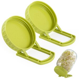 luckyiren sprouting lid, plastic mesh screen cover cap with draining stand, germination kit sprouter maker for wide mouth mason jars, grow bean sprouts, broccoli seeds, alfalfa, salad greens