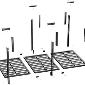 INDSUMOT 3x6 Heavy Duty Adjustable Ceiling Mounted Storage Racks, Overhead Garage Storage Rack, Hanging Garage Storage, 750LBS Weight Capacity 36 in W x 72 in L x 24-40 in, Black