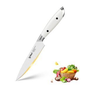 ignited cutlery 5 inch paring knife, german 1.4116 stainless steel peeling knife, fruit vegetable knife with white abs handle, razor sharp small kitchen knife with gift box