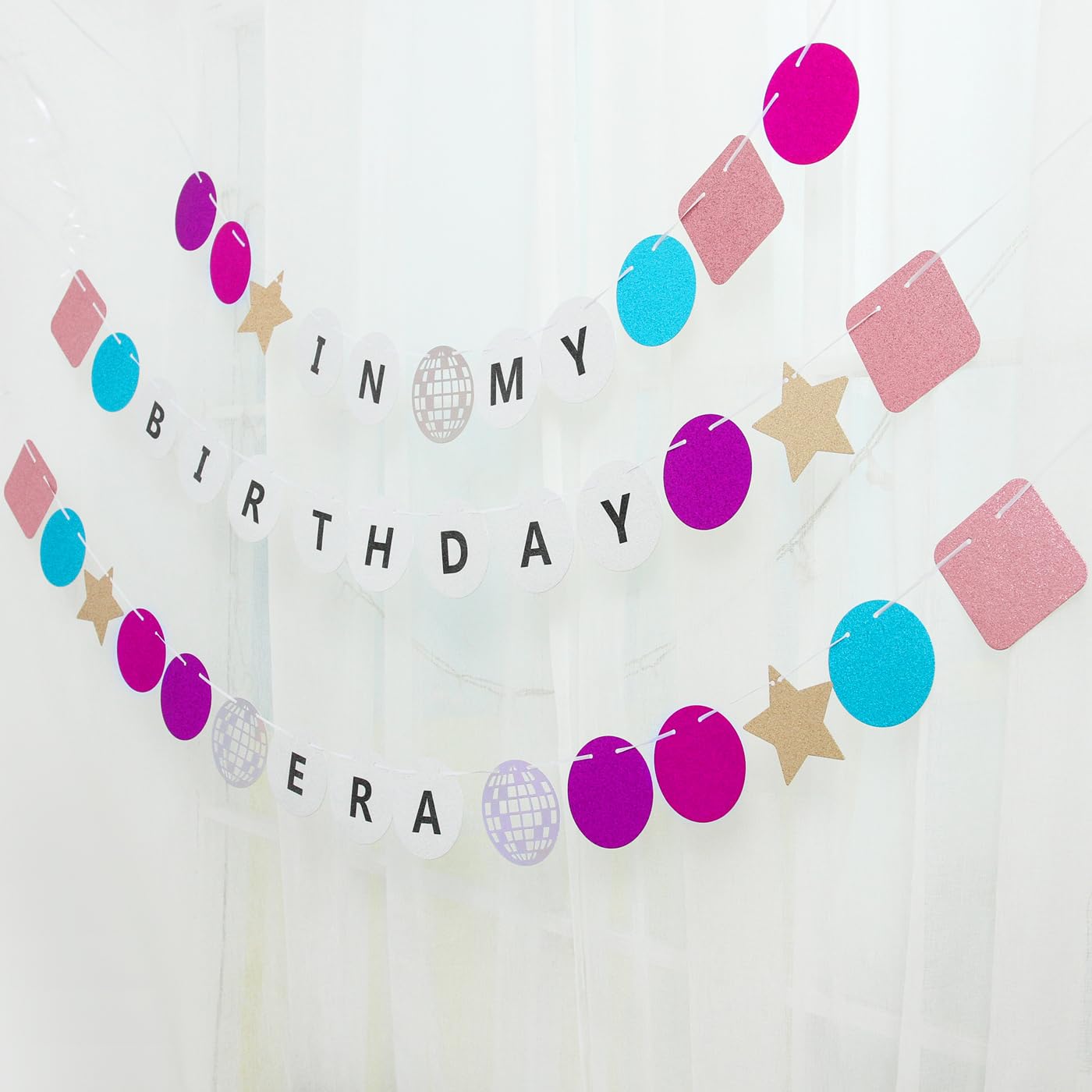 In My Birthday Era Banner 38Pcs Friendship Bracelet Birthday Banner Glitter Birthday Décor Birth-Tay Concert Tour Decorations Music Fans Birthday Party Decorations Era Party Favors Disco Prom Supplies