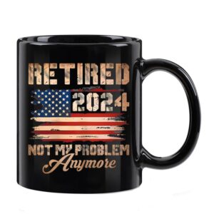 quimom retirement gifts for men, retired 2024 not my problem anymore mug, funny farewell gifts for coworkers dad boss, unique retired mug gift ideas,happy retirement gifts 11oz, gag office gifts