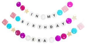 in my birthday era banner 38pcs friendship bracelet birthday banner glitter birthday décor birth-tay concert tour decorations music fans birthday party decorations era party favors disco prom supplies