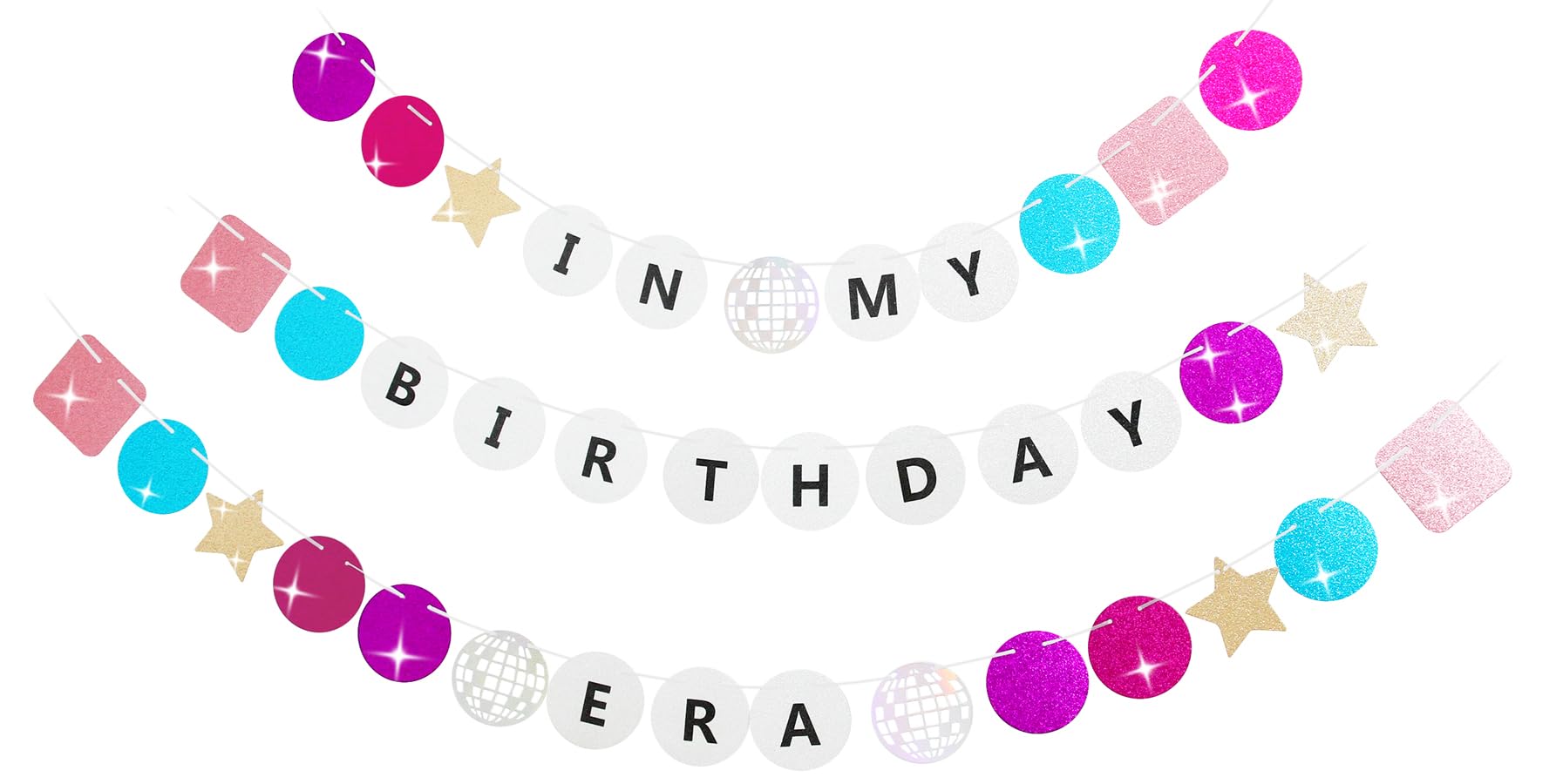 In My Birthday Era Banner 38Pcs Friendship Bracelet Birthday Banner Glitter Birthday Décor Birth-Tay Concert Tour Decorations Music Fans Birthday Party Decorations Era Party Favors Disco Prom Supplies