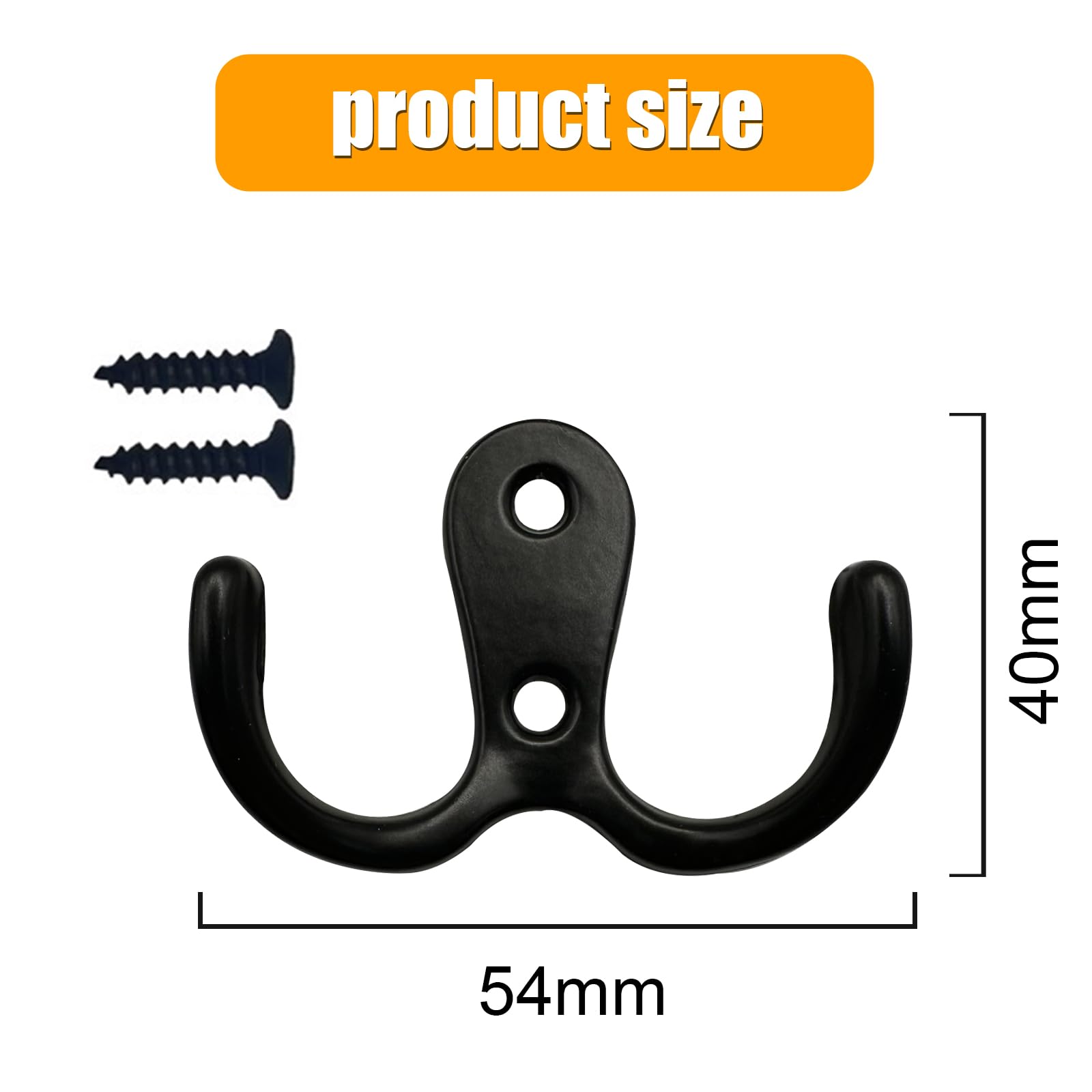 LAIJAUR 10 Pack Coat Hooks Wall Mounted with 20 Screws Black Hooks for Coat, Scarf, Bag, Towel, Key, Cap, Cup, Hat