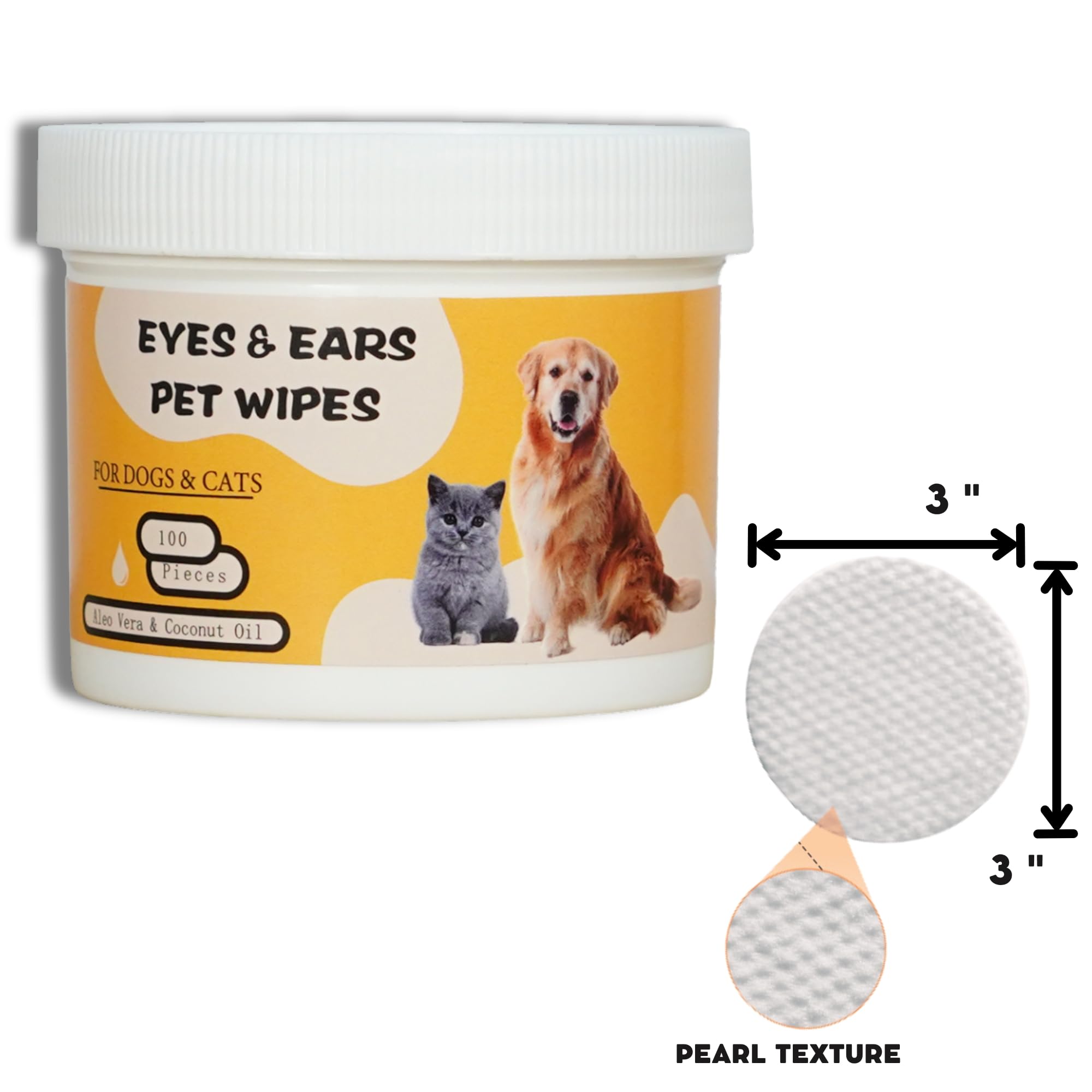 Leo Pet Supplies - Eye & Ear Wipes for Pets - (100 Count) - Cleanser for Dogs and Cats, Non-Irritating Ingredients; Aloe Essence and Coconut Oil, Specially formulated, Everyday use, Unscented