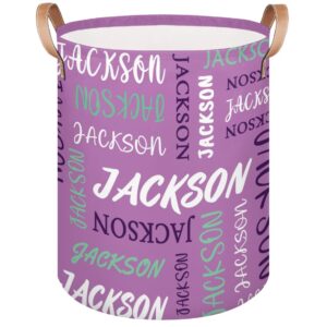 custom name large laundry-basket for kids-boys-girls, personalized collapsible waterproof laundry hamper dirty clothes toys storage bin with handles,purple