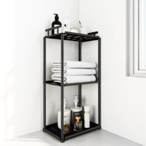 votzaaq corner shower caddy 3 tier standing shower caddy corner, black shower rack bathroom storage organizer with handle, rustproof stainless steel corner shelf, shower shelf for inside shower