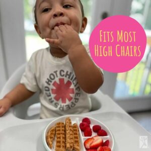 Elk and Friends Kids 6.7” Porcelain White Plates with Silicone Suction Sleeves Sleeves | Divided Plates | Suitable for Babie/Kids/Toddlers | Microwave & Dishwasher Safe | Non Slip | Snack Dishes