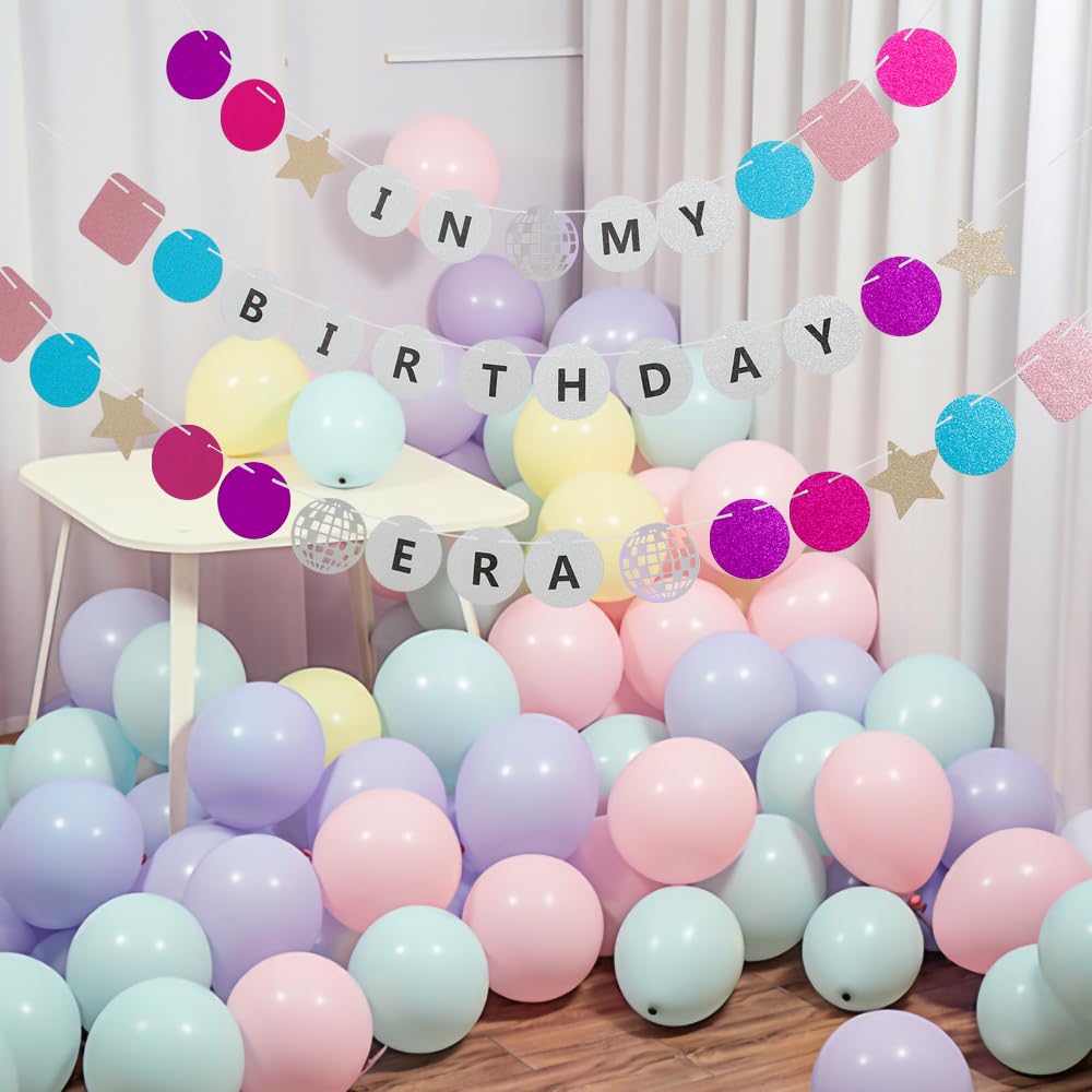 In My Birthday Era Banner 38Pcs Friendship Bracelet Birthday Banner Glitter Birthday Décor Birth-Tay Concert Tour Decorations Music Fans Birthday Party Decorations Era Party Favors Disco Prom Supplies