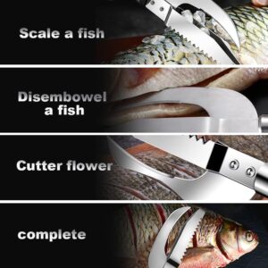 Coloday 2024 Upgrade 3 In 1 Fish Knife, Multi Fish Scale Knife 3 in 1 Stainless Steel Shrimp Whisker Peeler Tool, Multifunctional Shrimp Line Fish Maw Knife Cleaner Tool Kitchen Accessory (1)