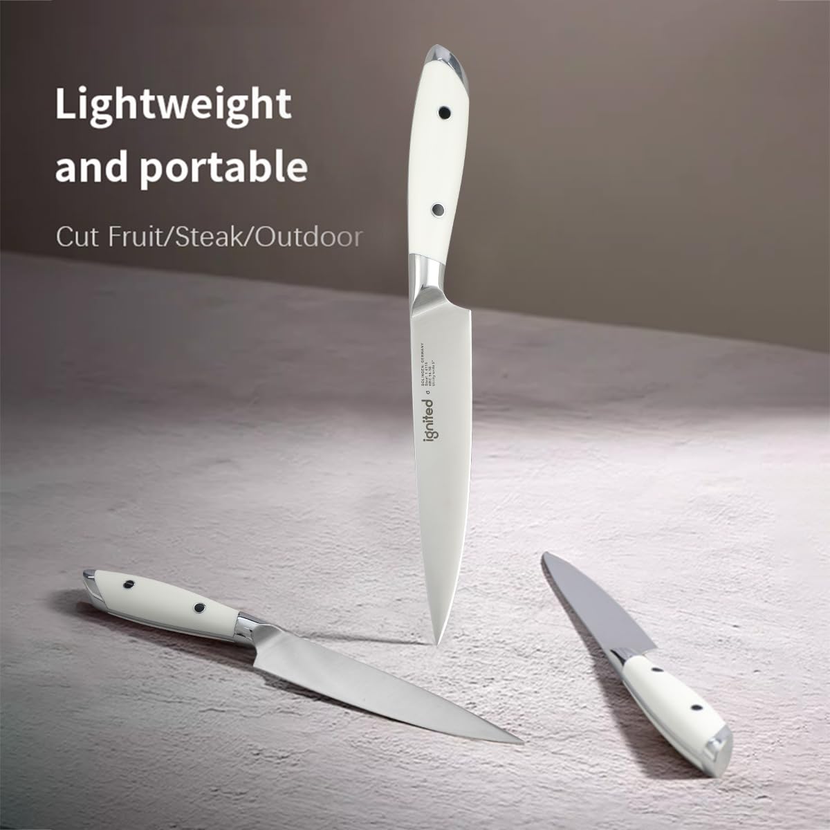 IGNITED CUTLERY 5 inch Paring Knife, German 1.4116 Stainless Steel Peeling Knife, Fruit Vegetable Knife with White ABS Handle, Razor Sharp Small Kitchen Knife with Gift Box