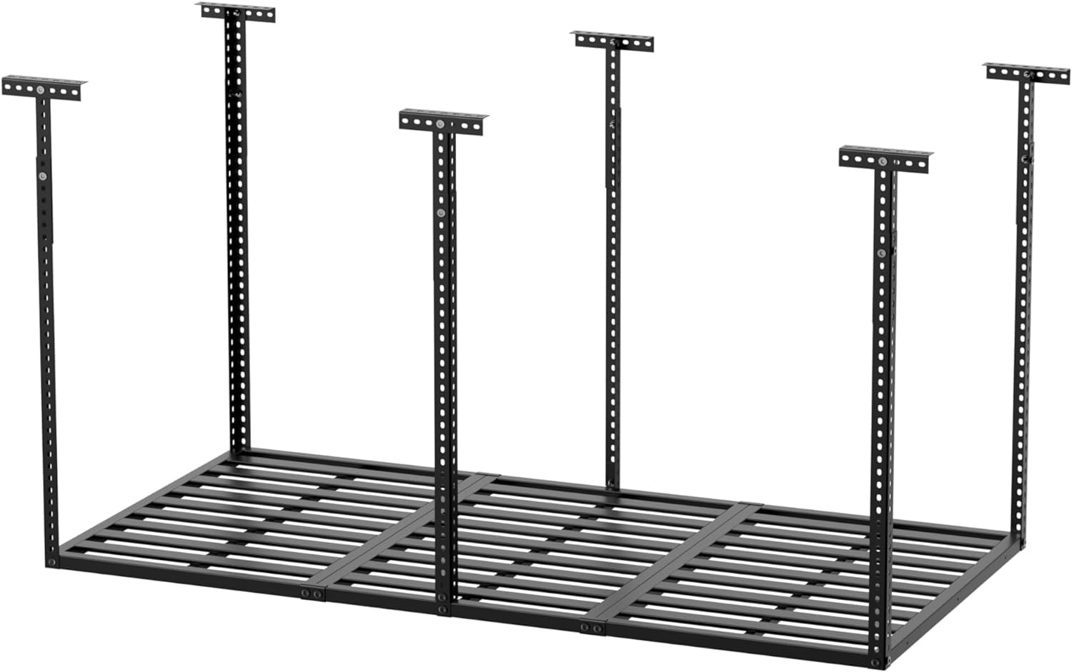 INDSUMOT 3x6 Heavy Duty Adjustable Ceiling Mounted Storage Racks, Overhead Garage Storage Rack, Hanging Garage Storage, 750LBS Weight Capacity 36 in W x 72 in L x 24-40 in, Black