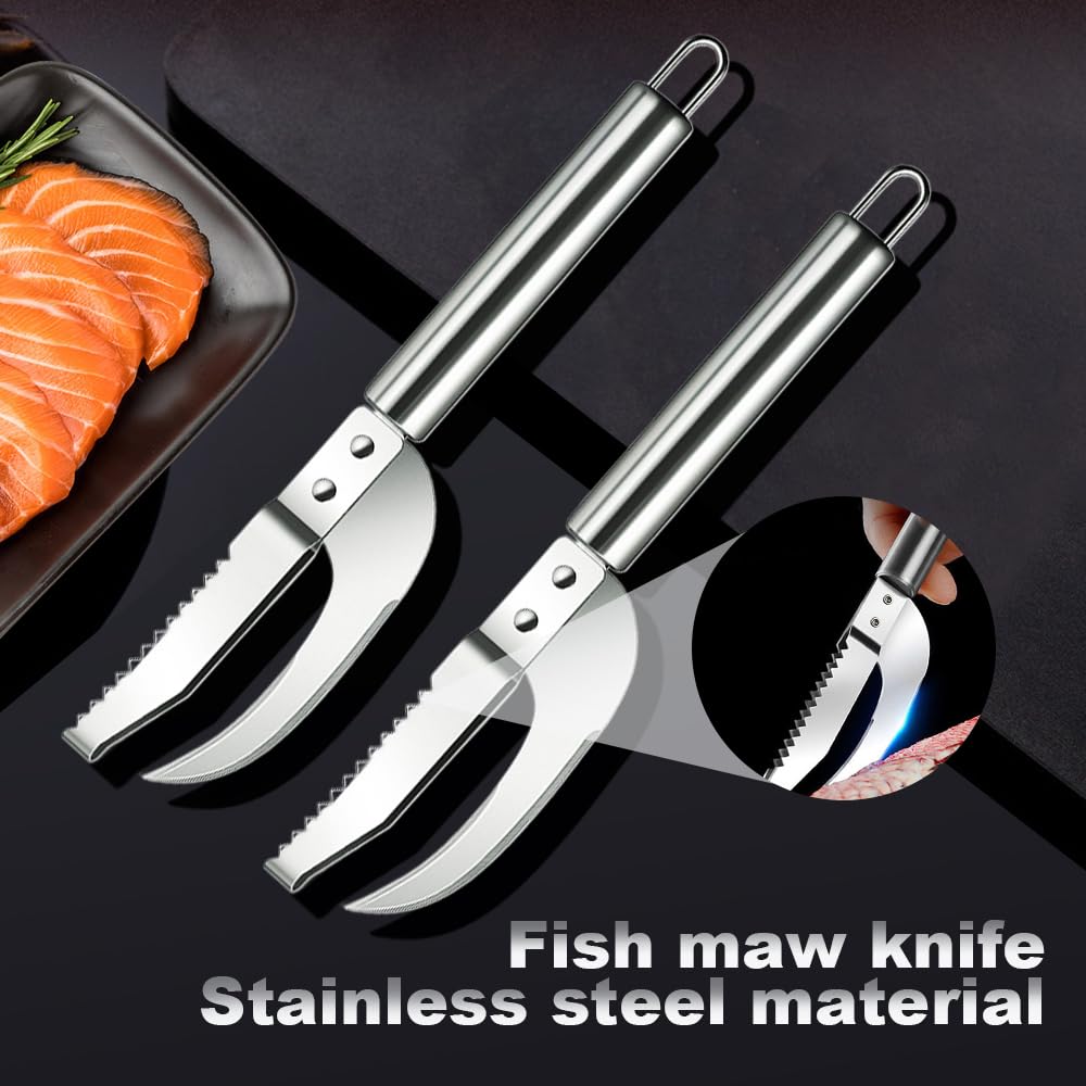 Coloday 2024 Upgrade 3 In 1 Fish Knife, Multi Fish Scale Knife 3 in 1 Stainless Steel Shrimp Whisker Peeler Tool, Multifunctional Shrimp Line Fish Maw Knife Cleaner Tool Kitchen Accessory (1)