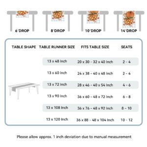 Romanstile Pumpkin Leaves Fall Table Runner, Buffalo Plaid Autumn Thanksgiving Harvest Farmhouse Style Table Decoration for Dining, Party, Holiday - 13x72 Inch, Grey Blue