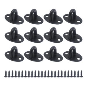 joyangy 12 pack stainless steel ceiling hooks, heavy duty pad eye plate wall mount ring hooks for indoor & outdoor use, ideal for lamps, plants, lanterns, wind chimes