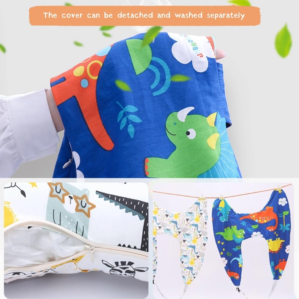 Travel Pillow Car Pillow for Kids 6 Years Old+ Kid Car Sleeping for The Back Seat of Car Seat Belt Adjuster Neck Shoulder Support on Road Trips Cartoon Anime Gift Ideas(Dinosaur)