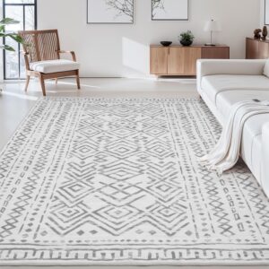 montvoo-5x7 area rugs for living room-soft boho machine washable rug-moroccan neutral rug for bedroom non slip floor carpet indoor rug for dining room home office decor-grey rug