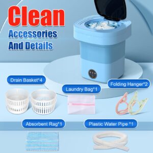 Portable Washing Machine with 3 Intelligent Cleaning Modes,11L Mini Washer with Foldable Design,Mini Folding Washing for Travel,Camping,Apartment,Dorm,Baby Clothes,Socks,Underwear Blue