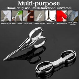 2Pcs Folding Scissors Stainless Steel Mini Scissors 8.3x 2.4cm Safe Portable Small Scissors for Sewing Paper Cutting