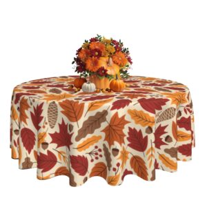 kiyiyzer fall maple leaf round tablecloth 60 inch, autumn decoration tablecover anti-wrinkle waterproof wipeable table cover for thanksgiving party kitchen/home dining decor