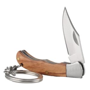 houlime pocket knife for women - 1.8" blade oliver wood handle folding knives with aluminum box - edc knives