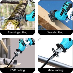 Cordless Brushless Power Reciprocating Saws Tool 0-3000 RPM for Makita 18V LXT BL1850B Battery Compact One-Handed Recipro Saw for Wood/Metal/PVC Cutting（No Battery）