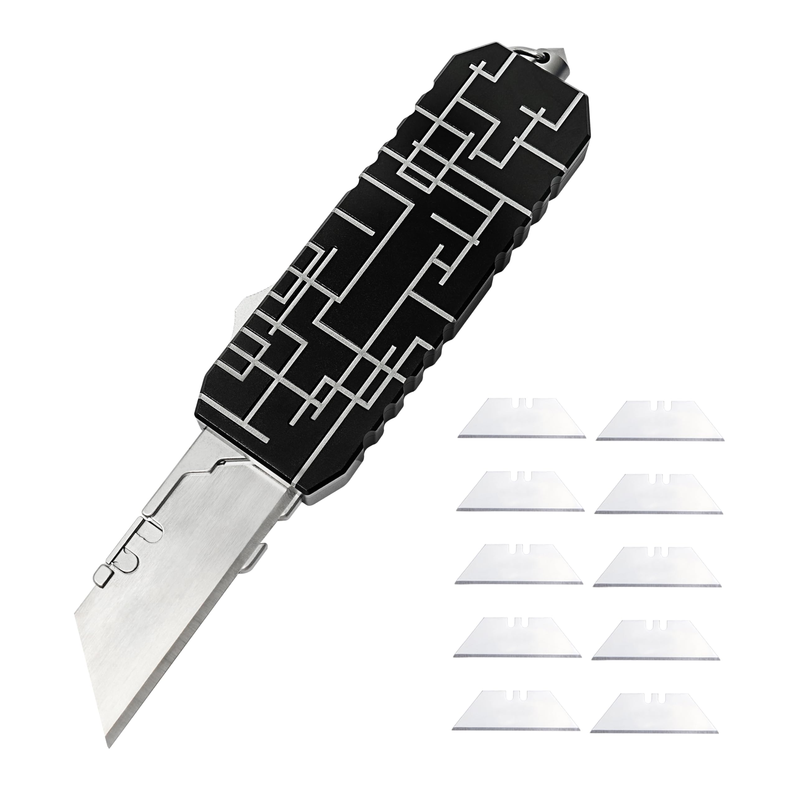 WARHERO Aluminum Alloy Utility Knife with Clip Multifunctional EDC Box Cutter Outdoor Pocket Knife 10pcs Carbon Steel Blades