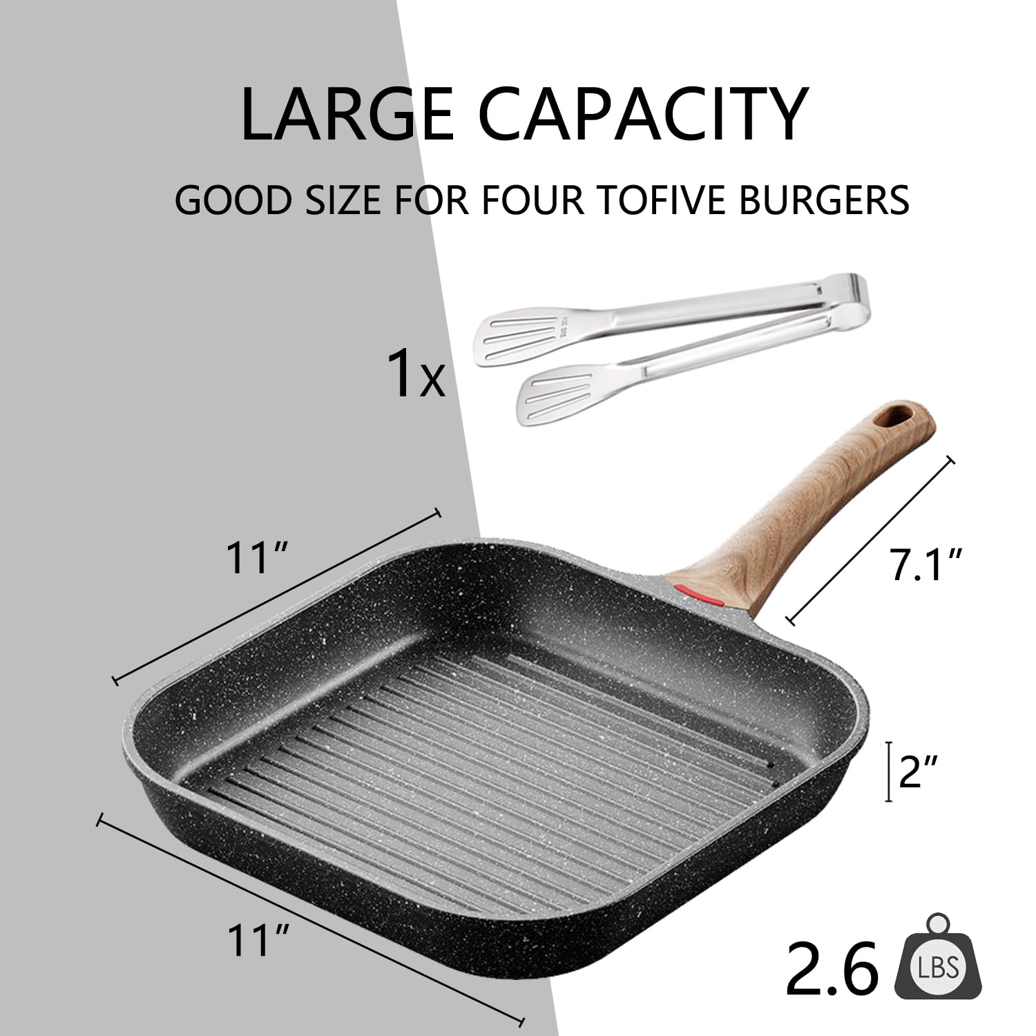 SLONUVLND Nonstick Griddle Pan for Stove Tops,11In Grill Pan for Indoor Cooking & Outdoor Grilling,Square Frying Pan,Grill Skillet for All Stoves(Gas,Electric,Induction)