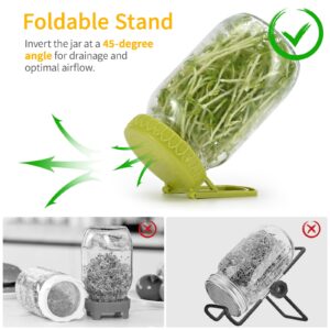 Luckyiren Sprouting Lid, Plastic Mesh Screen Cover Cap with Draining Stand, Germination Kit Sprouter Maker for Wide Mouth Mason Jars, Grow Bean Sprouts, Broccoli Seeds, Alfalfa, Salad Greens