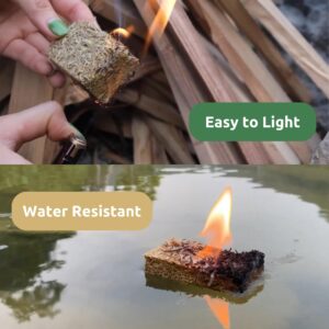 KAMVIVA Fire Starter for Fireplace, Made from Rice Straw, Burn Up to 10 Minutes, 100 Squares Natural Firestarter for Charcoal, Chimney, Pellet, Fatwood, BBQ Grill, Camping, Wood Stove, Tumbleweed