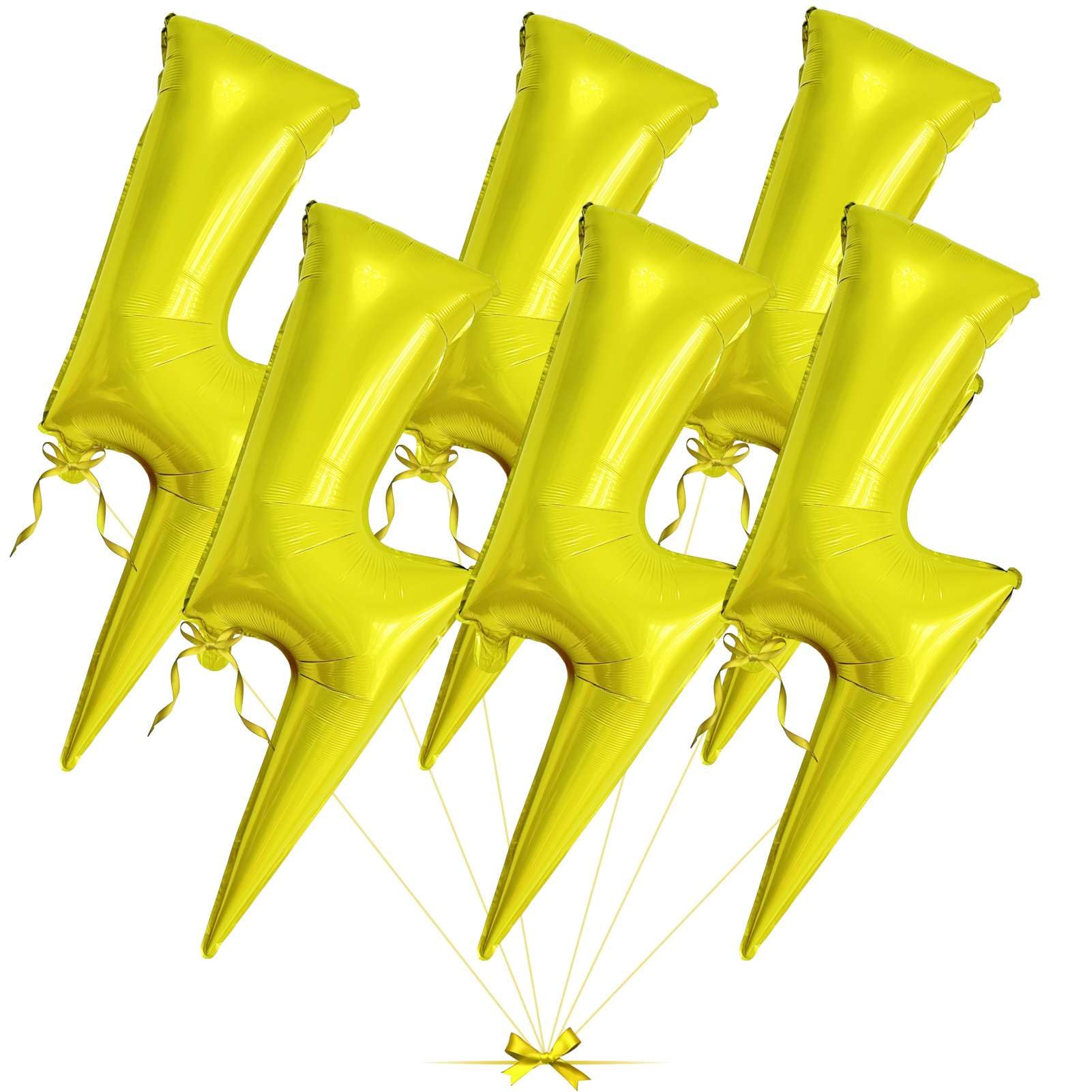 6 Pcs Lightning Balloons Giant 45 Inch Yellow Lightning Flash Balloons Lightning Bolt Shape Foil Balloons for Birthday Party Wedding Baby Shower Decoration Supplies