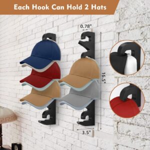 Hat Rack Hat Organizer for Baseball Caps Wood Hat Storage Hat Hooks for Wall Baseball Hat Storage Organizer Hat Display Up to 20 Hats for Closet Wall, Set of 2