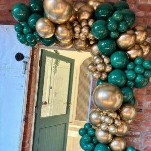 Green and Gold Balloon,57Pcs Green Gold Balloons Party Decorations 12in Dark green,metallic gold Latex Party Balloons for Birthday Decorations, Baby shower,Graduation,Jungle Party Decora