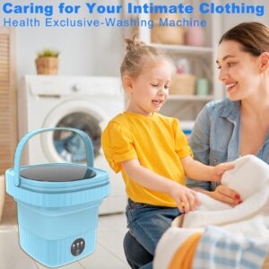 Portable Washing Machine, Small Washing Machine, Foldable Washer and Spin Dryer, Mini Collapsible Laundry for Travel, Sutiable for Apartment, Dorm, Camping, RV, Underwears, Socks, Baby Clothes, Blue