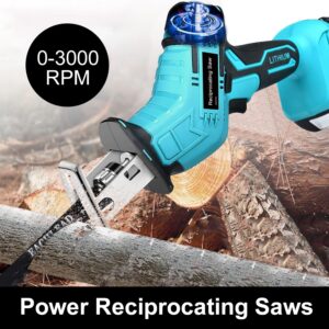 Cordless Brushless Power Reciprocating Saws Tool 0-3000 RPM for Makita 18V LXT BL1850B Battery Compact One-Handed Recipro Saw for Wood/Metal/PVC Cutting（No Battery）