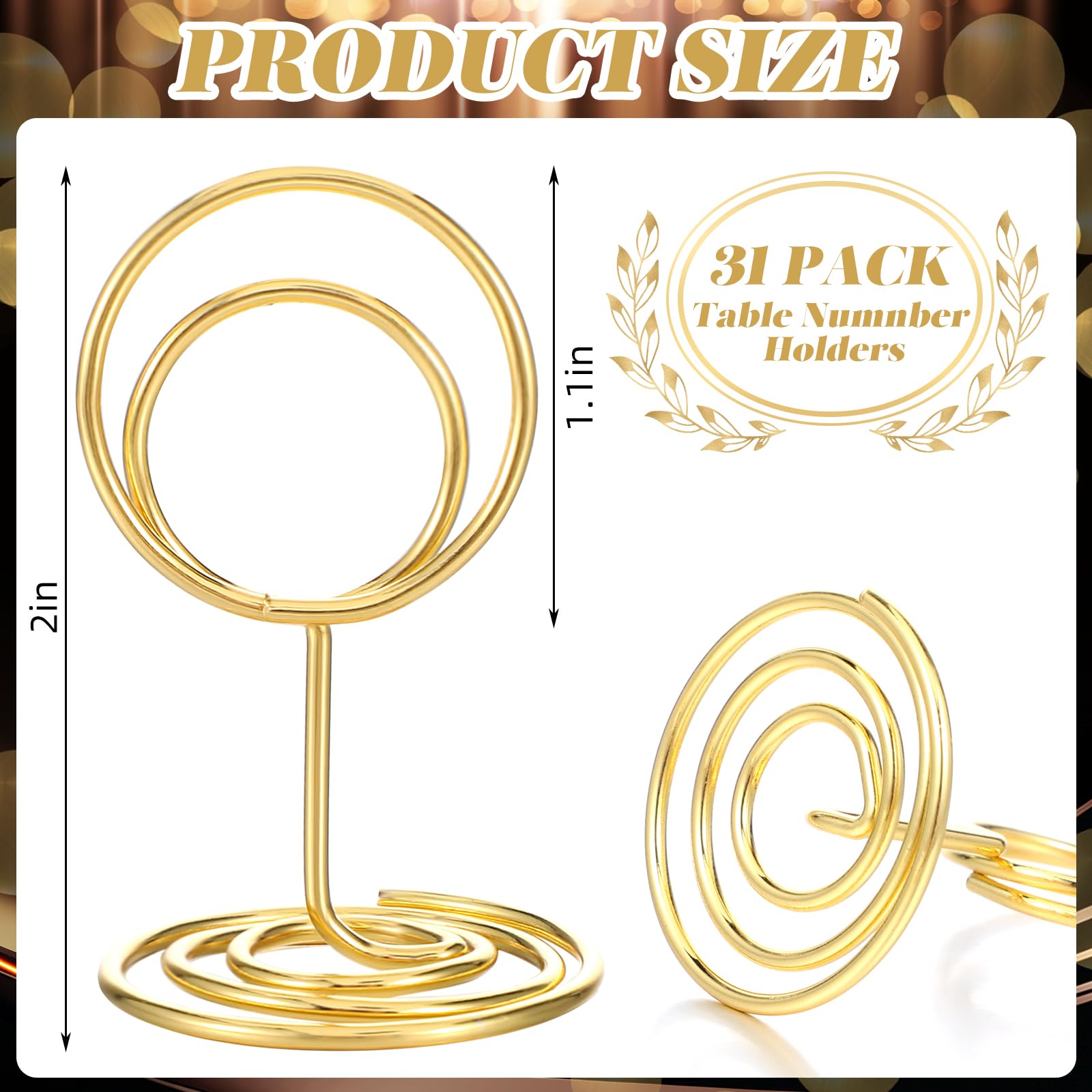 Ubamdom 31 Pack Table Number Holders, 31 PCS Gold & Black Table Number Cards with 31 Table Number Holders, 2 Inch Wedding Table Number Stands, Suitable for Restaurants, Banquets, Parties, Anniversary