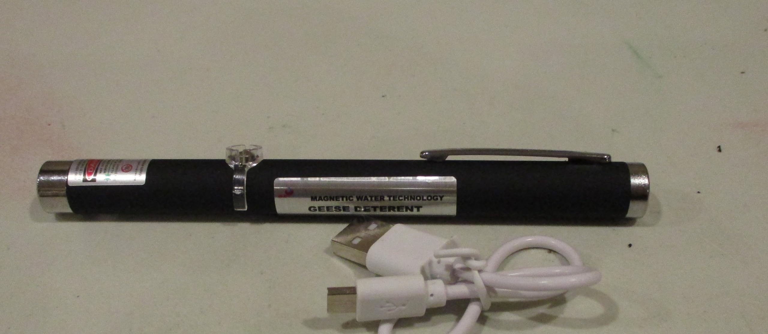 Generic Geese Deterrent Laser Pointer, Lithium-Ion Battery Powered, Black USB Powered. Doesn't Hurt The Geese-just Makes Them Run or Fly Away. Great for Walking as Protection.