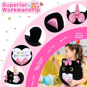 Happy Birthday Gift Black Cat Plush Toys-11'' Black Cat Plushies Anime Plush-Kawaii Birthday Plushie Stuffed Animals Cute Plushies, Black Cat Plush Pillow Cat Plushie Birthday Gifts for Kids