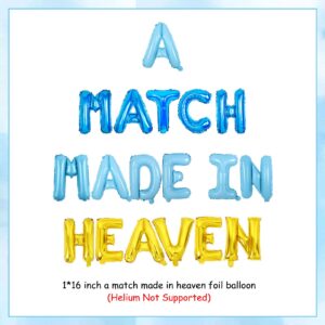 Wonmelody Match Made in Heaven Party Decorations with A Match Made in Heaven Balloon Banner Diamond Balloon Heaven Perfect Match Bachelorette Wedding Party Decor for Engagement Party Bridal Shower