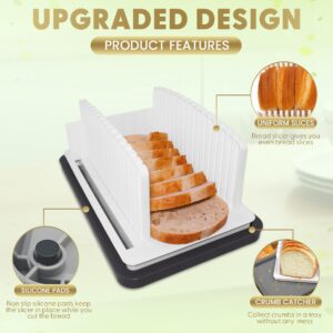 SliceElite Bread Slicer for Homemade Bread with Adjustable Width - Effortless & Consistent Slices, Folds Flat for Compact Storage, Built-in Crumb Tray & Bonus 8-Inch Serrated Bread Knife!