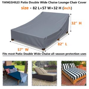 Patio Furniture Covers for double Chaise Lounge,100% Waterproof Lounge Chair Covers for Outside Patio Lounge Chair,Outdoor Couch Cover for Double Wide Wicker Daybed Chaise Lounge Chair (Grey)