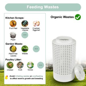 WSEYU Inground Worm Farm Composter, Outdoor In-Ground Worm Compost Bin for Raised Garden Beds and Yards, In Ground Worm Composting Bin 2 Gallons for Recycling Scraps, 6.3"x6.3"x12", BPA Free, White