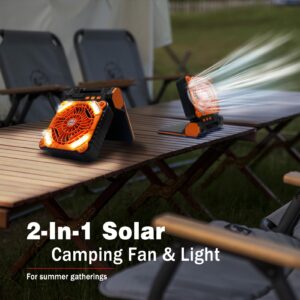 Civikyle Solar Camping Fan with LED Lantern USB Rechargeable Desk Personal Fan Portable Outdoor Light Camping Gear Accessories Essentials Supplies